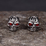Punk Gem Eye Skull Stainless Steel Earrings | Gthic.com