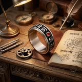 Punk Gem Six-Word Mantra Stainless Steel Spinner Ring