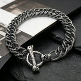 Punk Gothic Skull Bone Stainless Steel OT Buckle Bracelet