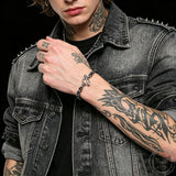Punk Gothic Skull Bone Stainless Steel OT Buckle Bracelet | Gthic.com