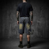 Punk Hand-Drawn Spider Pattern Loose Denim Shorts | Gthic.com
