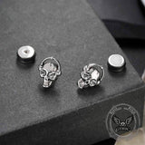 Punk Headphones Skull Stainless Steel Stud Earrings | Gthic.com