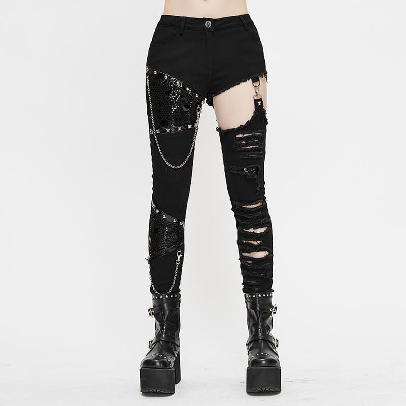 Punk Heavy Metal Chain Women's Pants – GTHIC - Main Image