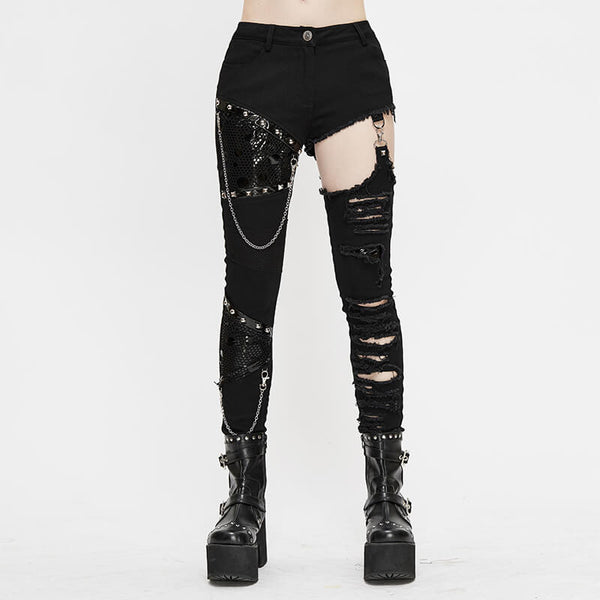 Punk Heavy Metal Chain Women’s Pants | Gthic.com