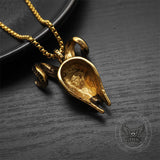 Punk Horned Goat Stainless Steel Skull Pendant
