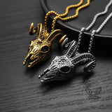 Punk Horned Goat Stainless Steel Skull Pendant 01 | Gthic.com