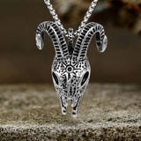 Punk Horned Goat Stainless Steel Skull Pendant 02 | Gthic.com