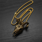 Punk Horned Goat Stainless Steel Skull Pendant