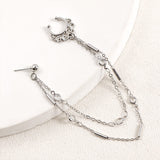 Punk Integrated Design Tassel Titanium Chain Earrings Nose Clip