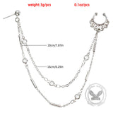 Punk Integrated Design Tassel Titanium Chain Earrings Nose Clip |Gthic.com