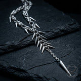 Punk Irregular Studded Long Tassel Stainless Steel Necklace | Gthic.com