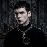 Punk Irregular Studded Long Tassel Stainless Steel Necklace | Gthic.com