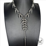 Punk Irregular Studded Long Tassel Stainless Steel Necklace | Gthic.com