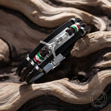 Punk Jesus Suffering Leather Woven Stainless Steel Bracelet | Gthic.com