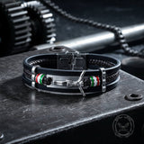 Punk Jesus Suffering Leather Woven Stainless Steel Bracelet | Gthic.com