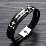 Punk Jesus Suffering Leather Woven Stainless Steel Bracelet | Gthic.com