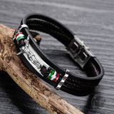 Punk Jesus Suffering Leather Woven Stainless Steel Bracelet | Gthic.com