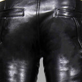 Punk Lace-Up Design Slim Fit PU Patchwork Pants