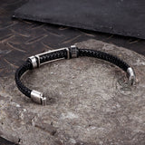Punk Leopard Head Stainless Steel Braided Leather Bracelet