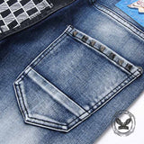 Pantaloni punk da uomo in cotone con stampa teschio patch