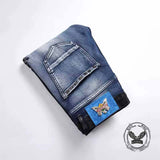 Pantaloni punk da uomo in cotone con stampa teschio patch