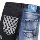Pantaloni punk da uomo in cotone con stampa teschio patch