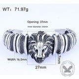 Punk Lion Head Skull Stainless Steel Biker Open Bracelet