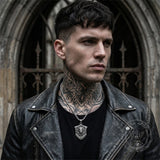 Punk Lion Wolf Shield Stainless Steel Necklace | Gthic.com