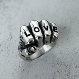 Punk Love Letter Domineering Fist Stainless Steel Ring | Gthic.com