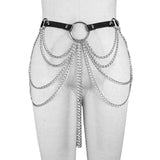 Punk Multi-layer Metal Chain Leather Waist Belt