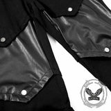 Punk Pleated PU Leather Patchwork Flared Pants