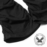 Punk Pleated PU Leather Patchwork Flared Pants