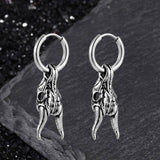 Punk Ram Horn Skull Stainless Steel Hoop Earrings