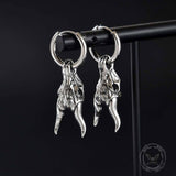 Punk Ram Horn Skull Stainless Steel Hoop Earrings | Gthic.com
