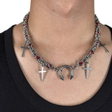 Gargantilla de cuero y aleación con candado de corazón