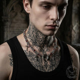 Punk Red Bead Horseshoe Rivet Cross Stainless Steel Necklace | Gthic.com