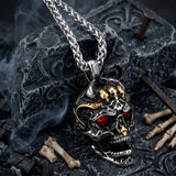 Punk Red Eye Skull Head Stainless Steel Pendant | Gthic.com