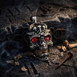 Punk Red Eye Skull Head Stainless Steel Pendant
