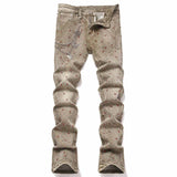 Punk Rhinestone Studded Flare Cotton Denim Jeans