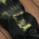 Punk Ripped Distressed Straight-Leg Vintage Jeans