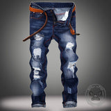 Punk Ripped Distressed Straight-Leg Vintage Jeans | Gthic.com