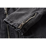 Punk Ripped Patch Men's Denim Biker Jacket