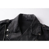 Punk Ripped Patch Men's Denim Biker Jacket