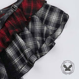 Punk Rivet Slim Fit Irregular Plaid Skirt