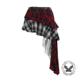 Punk Rivet Slim Fit Irregular Plaid Skirt