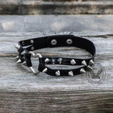 Punk Rivets Heart Leather Choker Necklace
