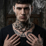 Punk Rivets Rings Stainless Steel Clavicle Necklace | Gthic.com