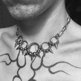 Punk Rivets Rings Stainless Steel Clavicle Necklace | Gthic.com