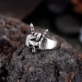 Punk Rock Gesture Stainless Steel Skull Ring