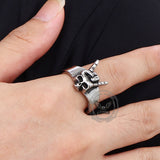 Punk Rock Gesture Stainless Steel Skull Ring